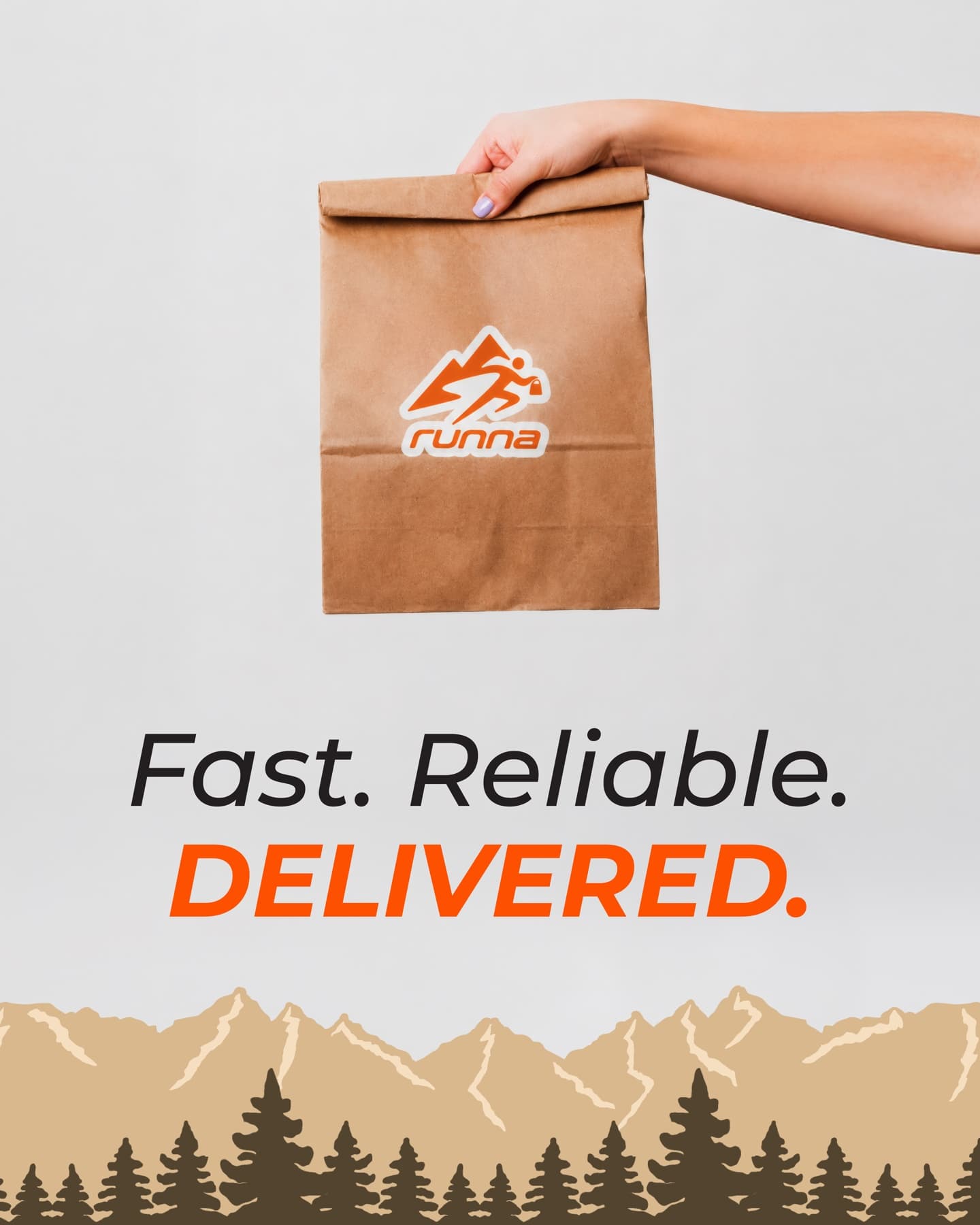 Runna delivery bag with Fast. Reliable. Delivered.